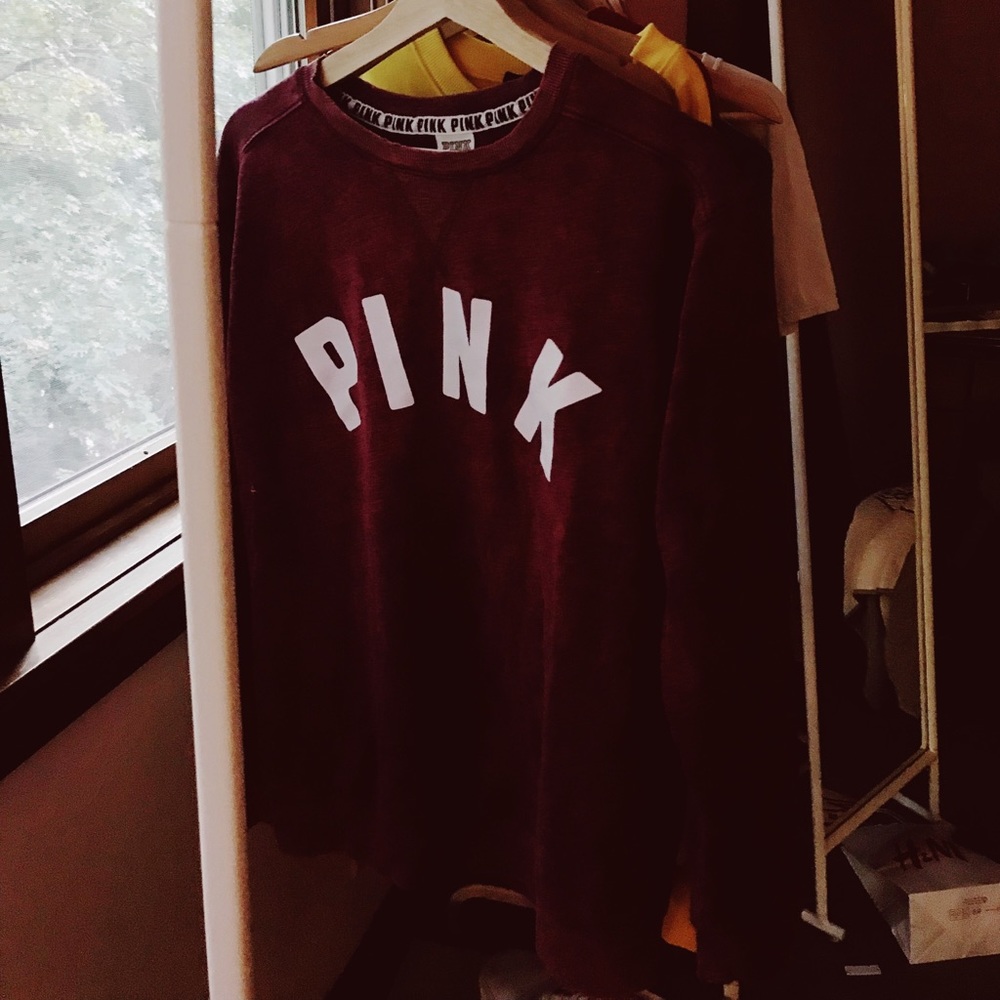 PINK maroon crew neck sweater